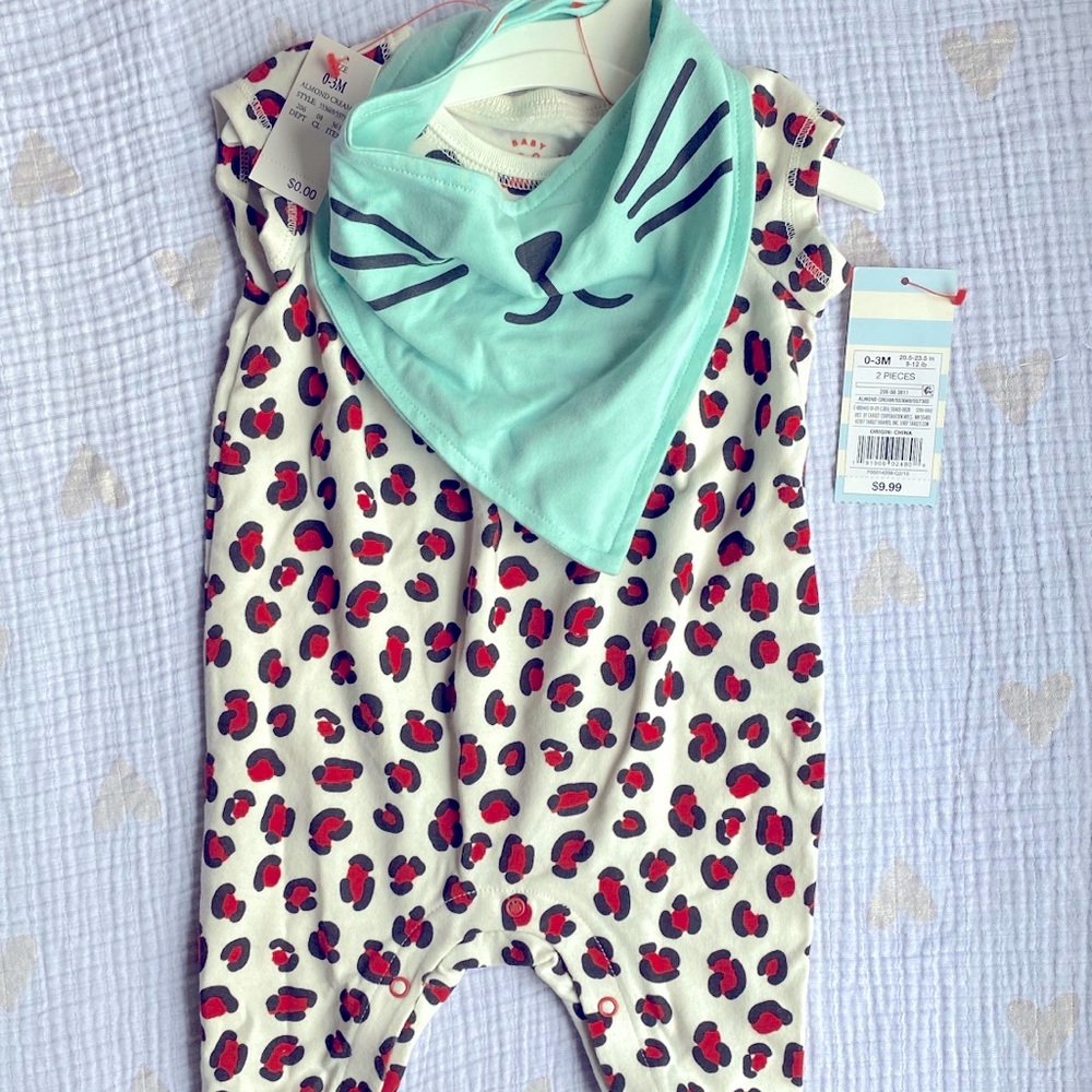 Brand new cheetah print baby girl outfit 0-3m
